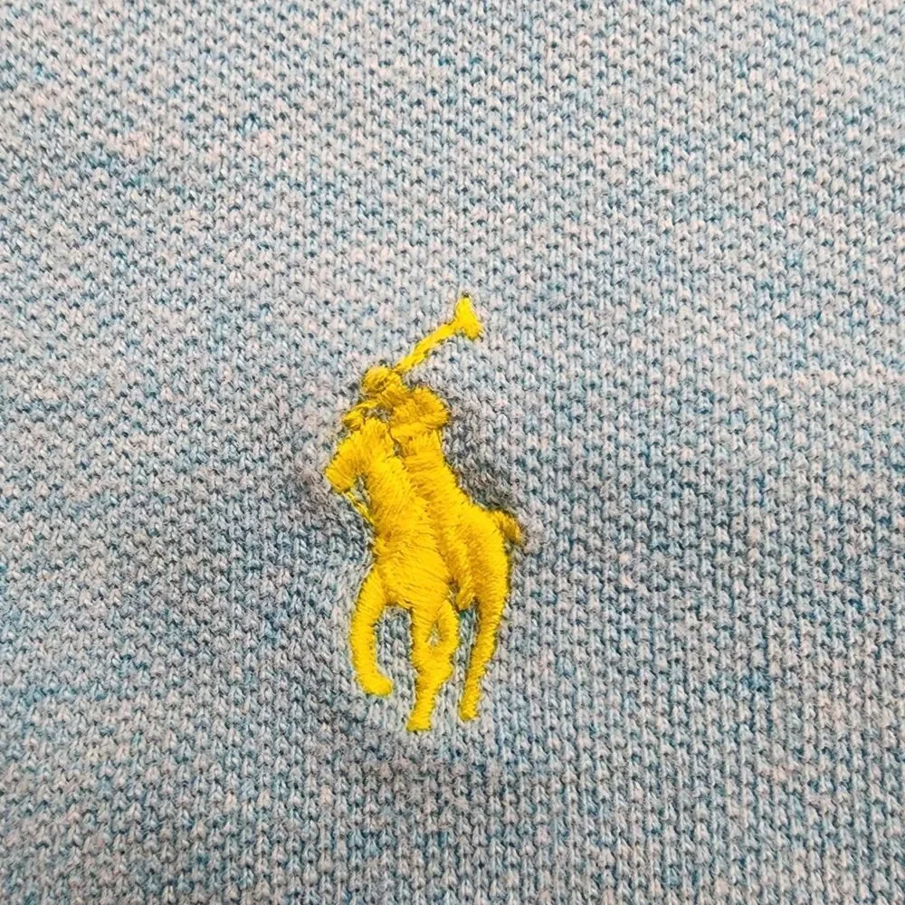 Polo Ralph Lauren Mens L 100% Cotton Blue Shirt Yellow Pony
